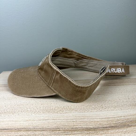 Vintage 90's Aruba Visor Brown Tan Unisex Caribbean Beach Retro VTG Summer Hat - Picture 6 of 10
